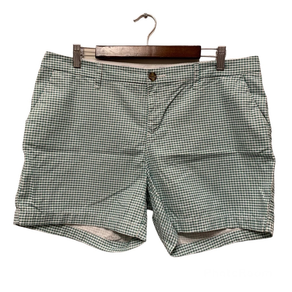 Old Navy 100% Cotton Checkered Gingham Pattern Shorts, Green White Size 12